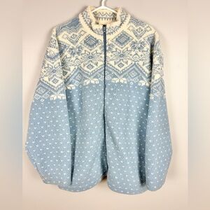 VINTAGE 90s Northern Reflections‎ Nordic Fleece Jacket XL Snowflake Sherpa Blue